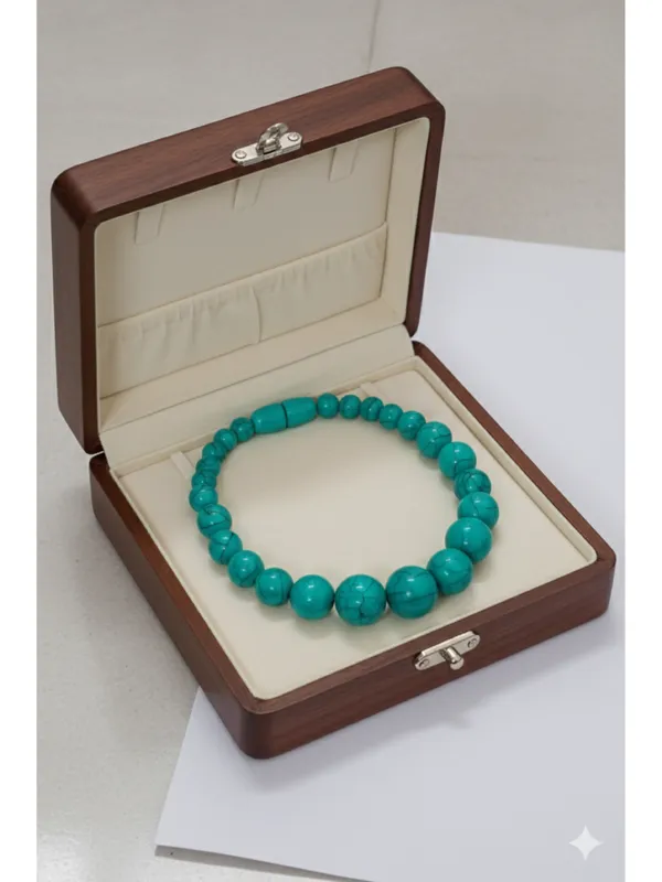 CRUSSTIQUE_GOLD_Vibrant_Turquoise_Howlite_Beaded_Necklace_with_Luxury_Wooden_Box