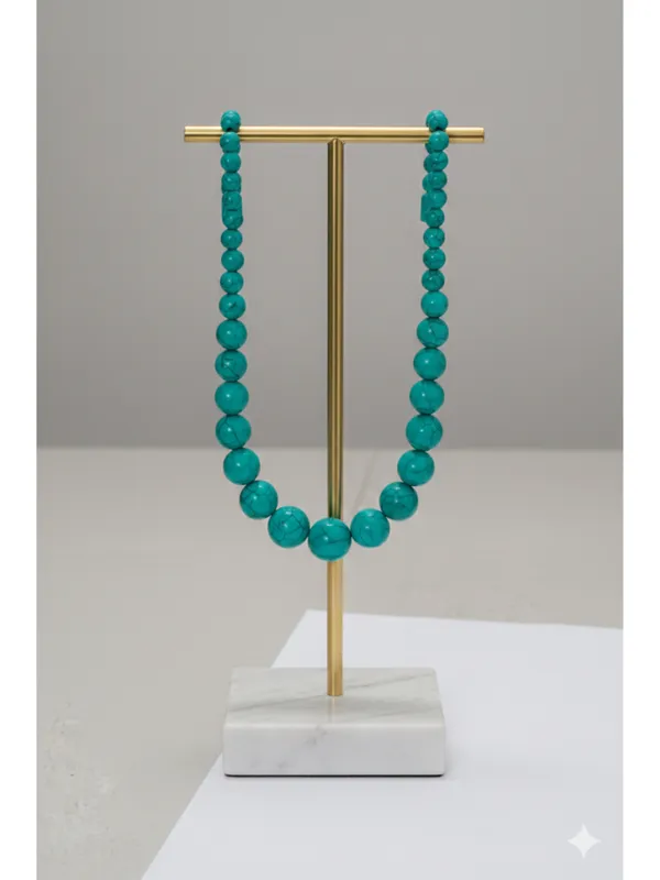 CRUSSTIQUE_GOLD_Vibrant_Turquoise_Howlite_Beaded_Necklace_with_Luxury_Wooden_Box