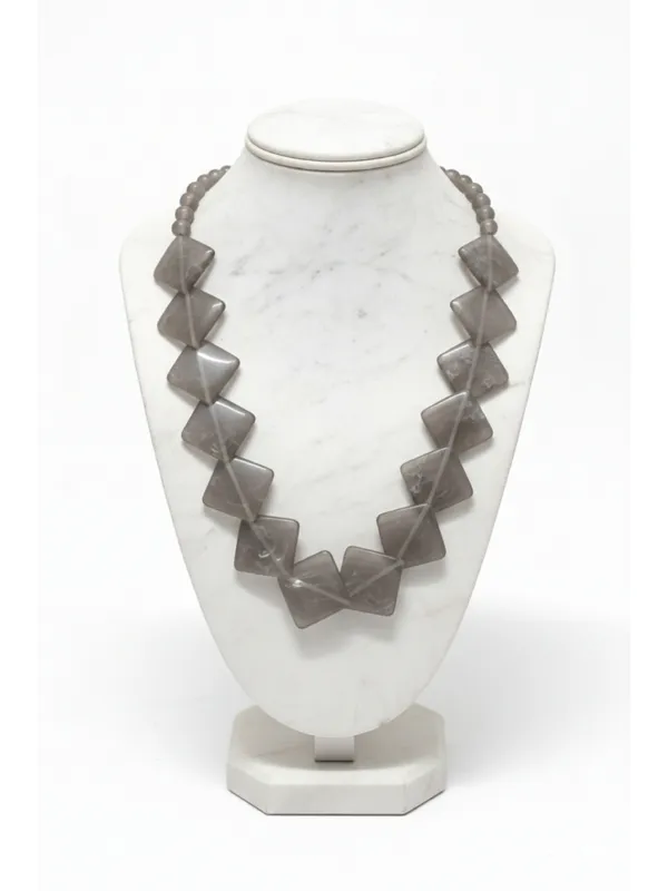 CRUSSTIQUE_GOLD_Modern_Smoky_Grey_Geometric_Square_Bead_Statement_Necklace