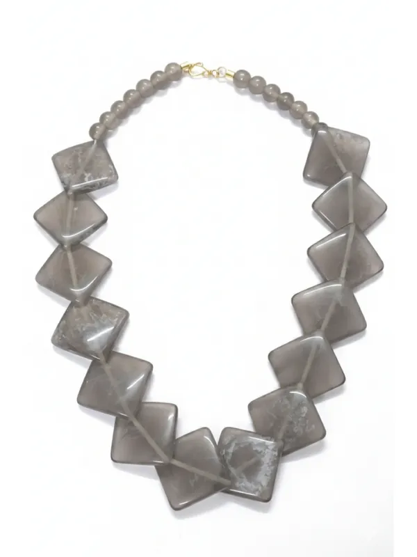 CRUSSTIQUE_GOLD_Modern_Smoky_Grey_Geometric_Square_Bead_Statement_Necklace