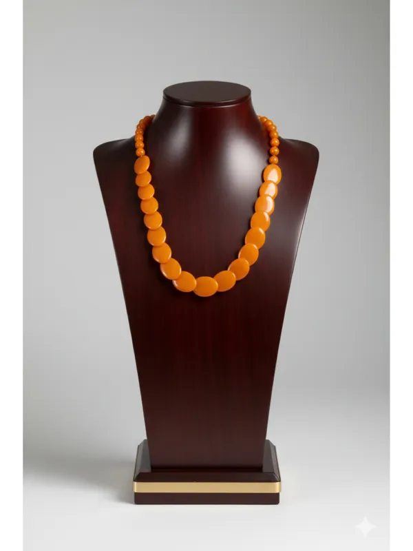 CRUSSTIQUE_GOLD_Vibrant_Tangerine_Orange_Oval_Bead_Statement_Necklace_for_Women