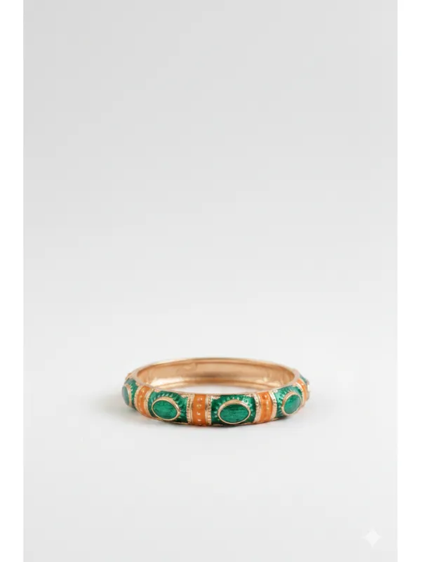 CRUSSTIQUE_GOLD_Antique_Rose_Gold_Meenakari_Enamel_Hinged_Bangle_Bracelet