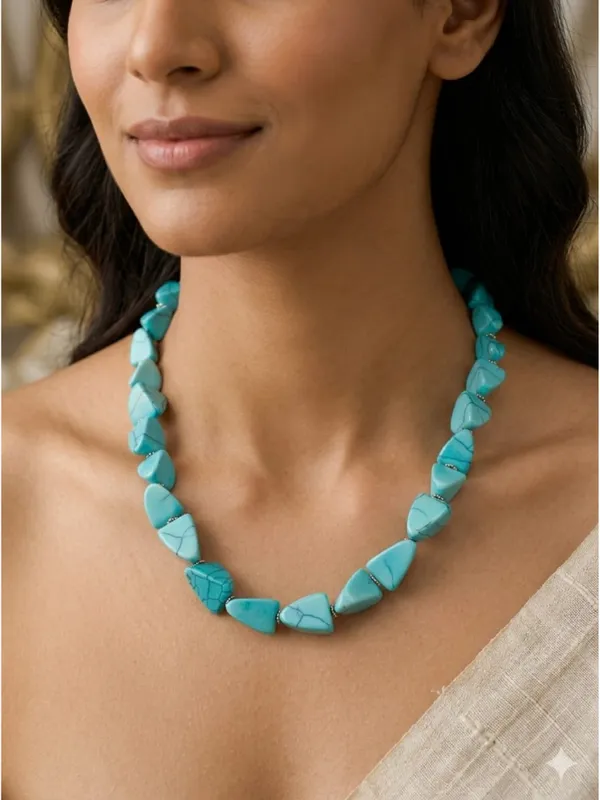 CRUSSTIQUE_GOLD_Natural_Turquoise_Tumbled_Stone_Statement_Necklace