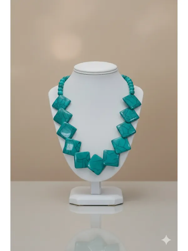 CRUSSTIQUE_GOLD_Geometric_Turquoise_Howlite_Square_Bead_Statement_Necklace