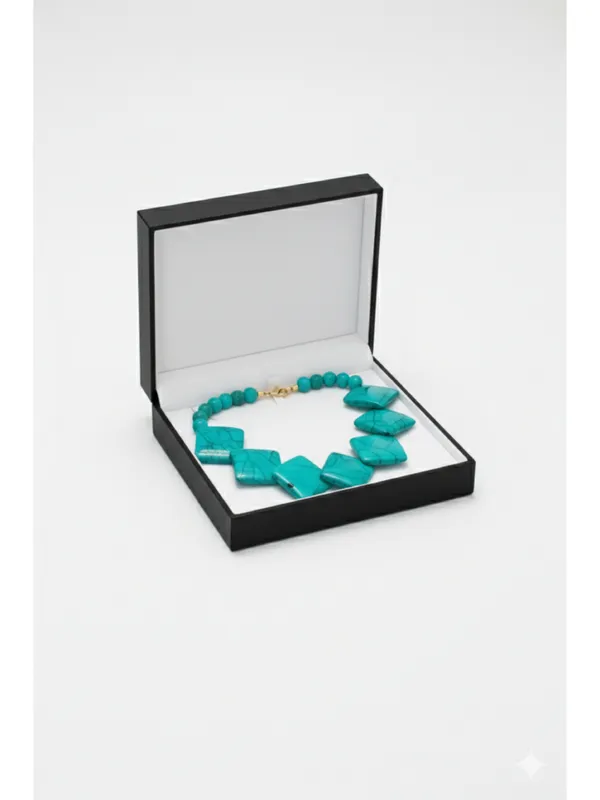 CRUSSTIQUE_GOLD_Geometric_Turquoise_Howlite_Square_Bead_Statement_Necklace