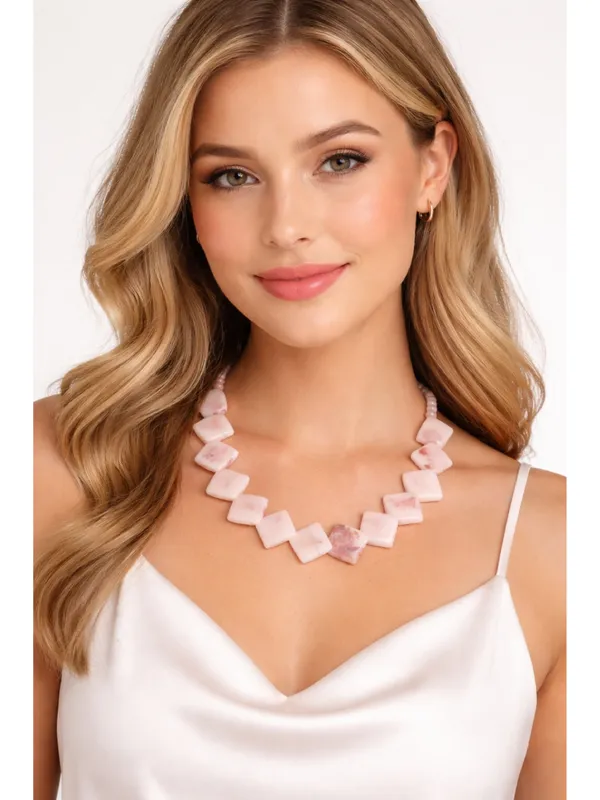CRUSSTIQUE_GOLD_Blush_Rose_Marble_Geometric_Square_Bead_Necklace