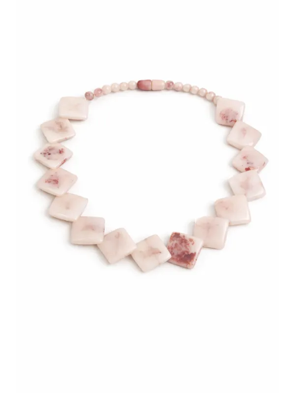 CRUSSTIQUE_GOLD_Blush_Rose_Marble_Geometric_Square_Bead_Necklace