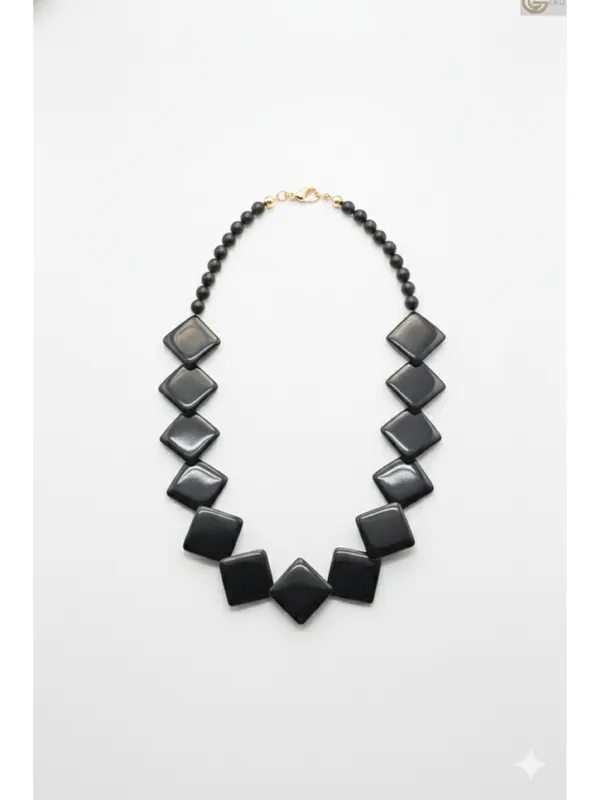 CRUSSTIQUE_GOLD_Midnight_Obsidian_Geometric_Square_Bead_Statement_Necklace
