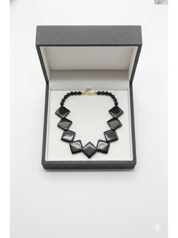 CRUSSTIQUE_GOLD_Midnight_Obsidian_Geometric_Square_Bead_Statement_Necklace