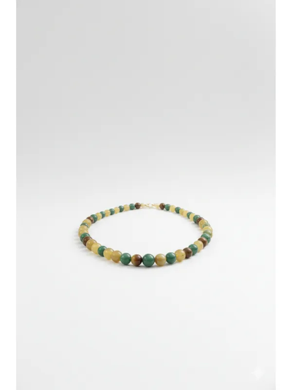 CRUSSTIQUE_GOLD_Verdant_Forest_&_Amber_Graduated_Resin_Bead_Necklace