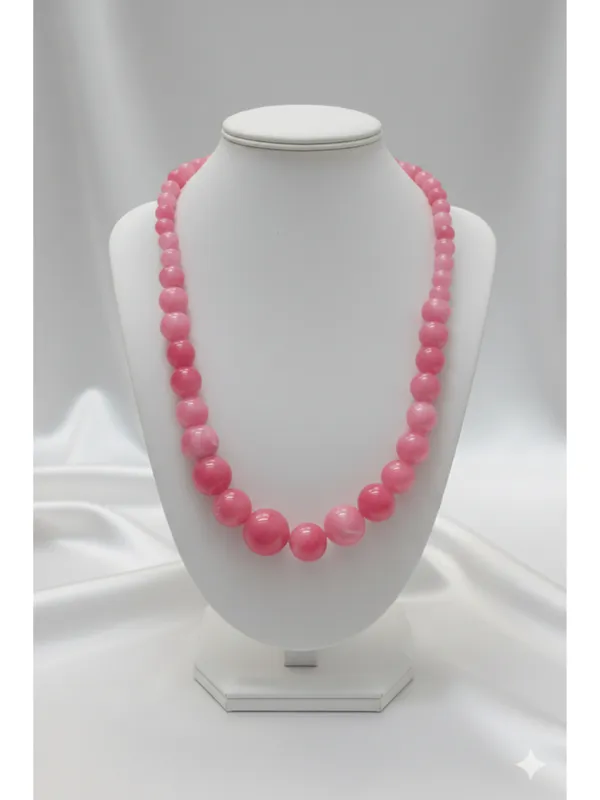 CRUSSTIQUE_GOLD_Radiant_Rose_Quartz-Style_Graduated_Beaded_Necklace