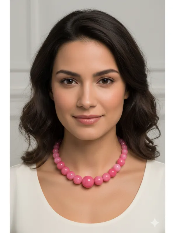 CRUSSTIQUE_GOLD_Radiant_Rose_Quartz-Style_Graduated_Beaded_Necklace