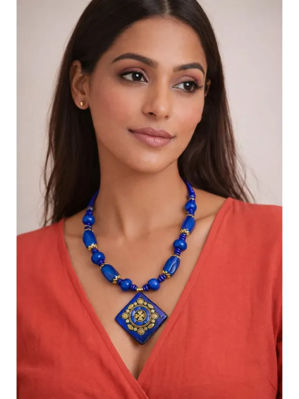 CRUSSTIQUE_GOLD_Royal_Cobalt_Blue_Mosaic_Pendant_Necklace_with_Gold_Filigree