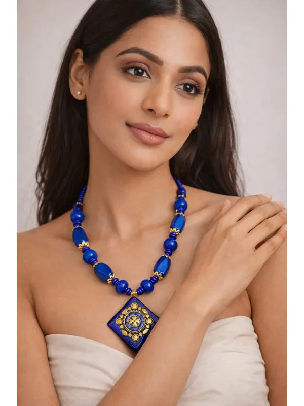 CRUSSTIQUE_GOLD_Royal_Cobalt_Blue_Mosaic_Pendant_Necklace_with_Gold_Filigree