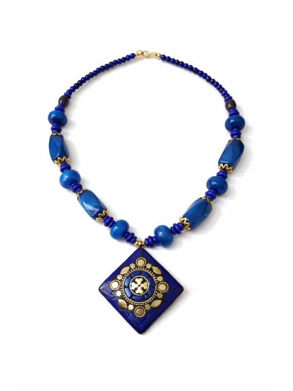 CRUSSTIQUE_GOLD_Royal_Cobalt_Blue_Mosaic_Pendant_Necklace_with_Gold_Filigree