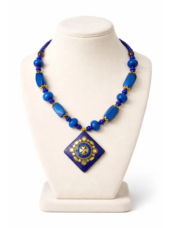 CRUSSTIQUE_GOLD_Royal_Cobalt_Blue_Mosaic_Pendant_Necklace_with_Gold_Filigree