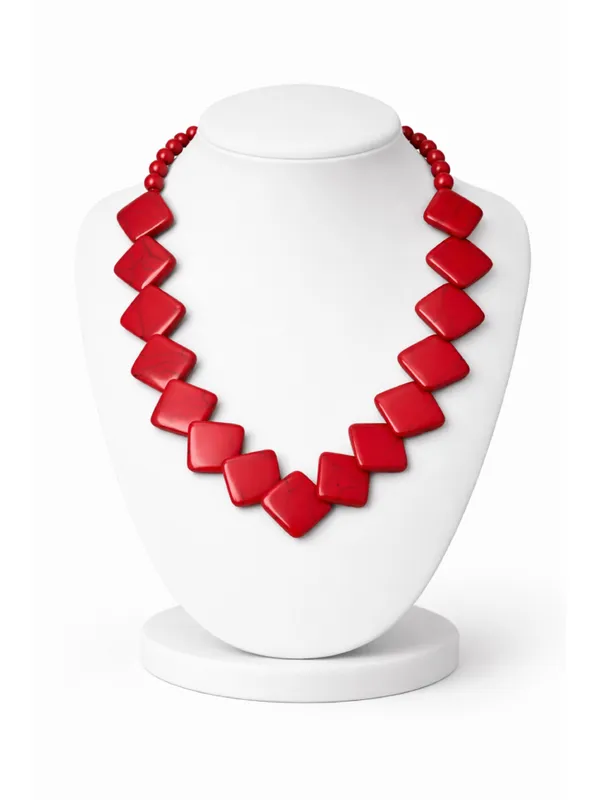 CRUSSTIQUE_GOLD_Crimson_Scarlet_Geometric_Square_Bead_Statement_Necklace