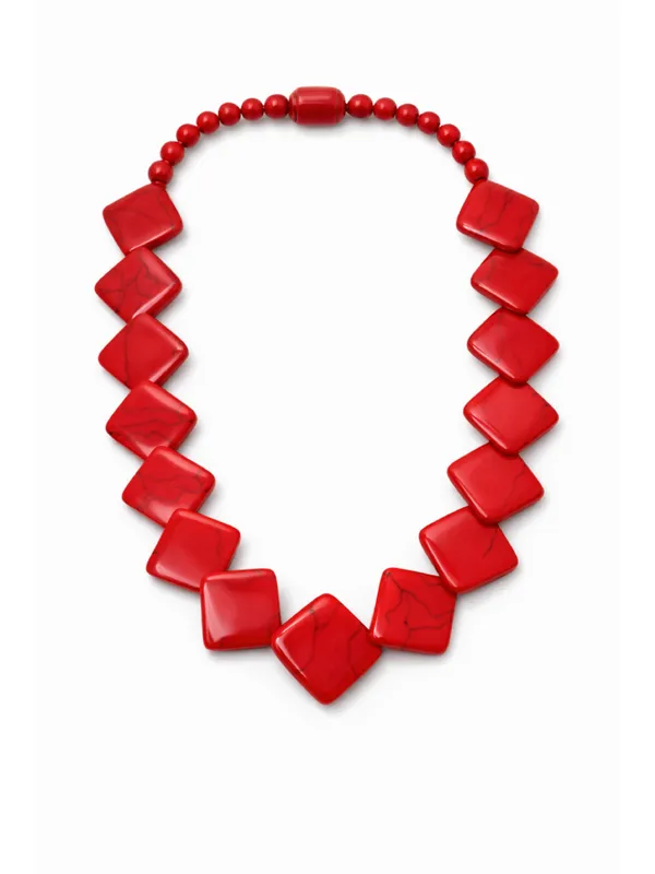 CRUSSTIQUE_GOLD_Crimson_Scarlet_Geometric_Square_Bead_Statement_Necklace