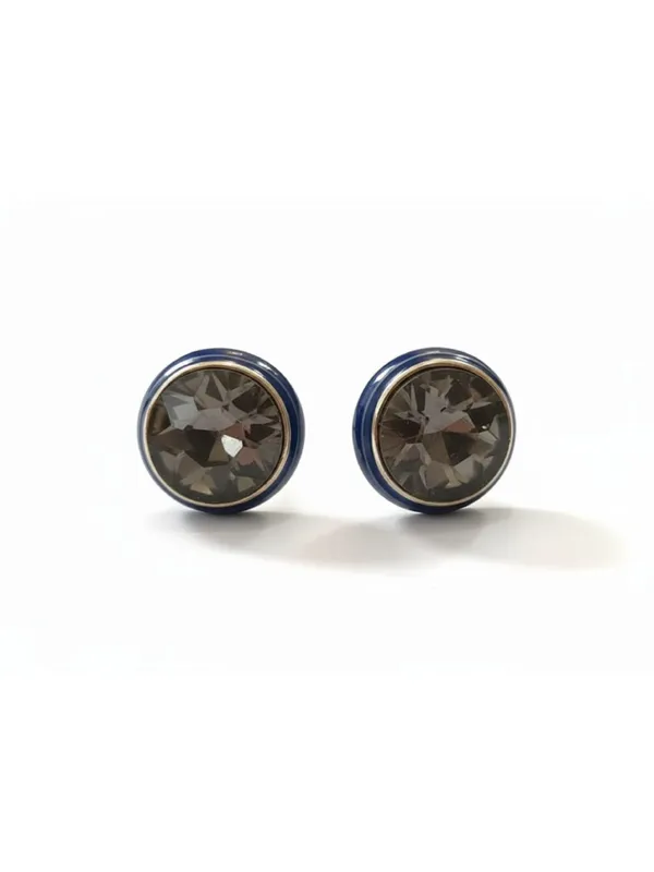 CRUSSTIQUE_GOLD_Emerald_Cut_Crystal_Stud_Earrings,_Red_and_Smoky_Grey_Stone,_Rectangular_Statement_Jewelry_(Blue)