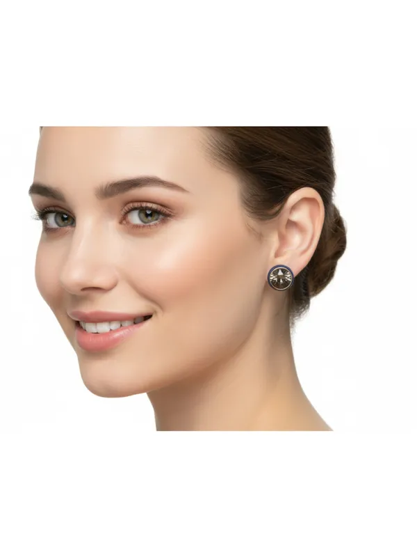 CRUSSTIQUE_GOLD_Emerald_Cut_Crystal_Stud_Earrings,_Red_and_Smoky_Grey_Stone,_Rectangular_Statement_Jewelry_(Blue)