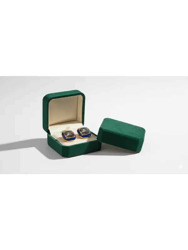 CRUSSTIQUE_GOLD_Emerald_Cut_Crystal_Stud_Earrings,_Red_and_Smoky_Grey_Stone,_Rectangular_Statement_Jewelry_(Square_Blue)