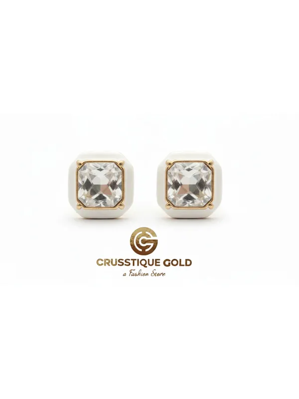 CRUSSTIQUE_GOLD_Emerald_Cut_Crystal_Stud_Earrings,_Red_and_Smoky_Grey_Stone,_Rectangular_Statement_Jewelry_(Square_White)