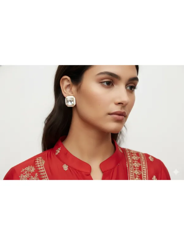 CRUSSTIQUE_GOLD_Emerald_Cut_Crystal_Stud_Earrings,_Red_and_Smoky_Grey_Stone,_Rectangular_Statement_Jewelry_(Square_White)