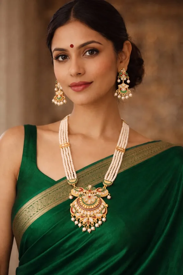 TRADITIONAL_GOLD_-PLATED_MEENAKARI_&PEARL_NECKLACE_SET_WITH_MATCHING_EARRINGS