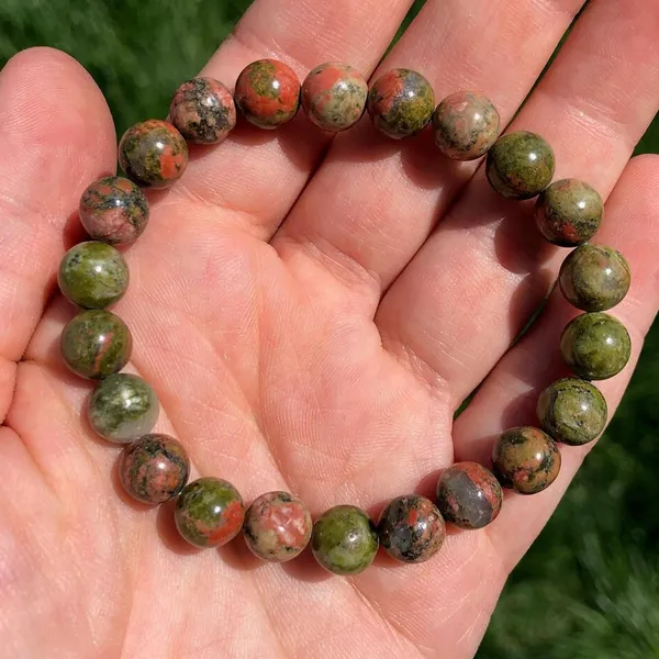Unakite_Natural_Stone_Bracelet,_Crystal_Healing_Jewelry_For_Balance,_Positive_Energy,_Meditation,_And_Spiritual_Wellness,_Adjustable_Wrist_Accessory_[with_authentic_lab-certificate]