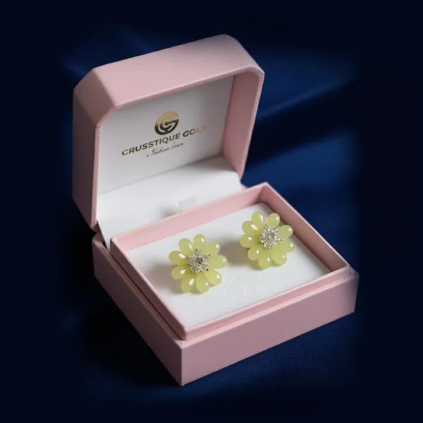 Yellow_Jade_Flower_Earrings_For_Women_|_Daisy_Stud_Earrings_With_Crystal_Center_|_Elegant_Floral_Jewelry_|_Lightweight_Comfortable_Gift