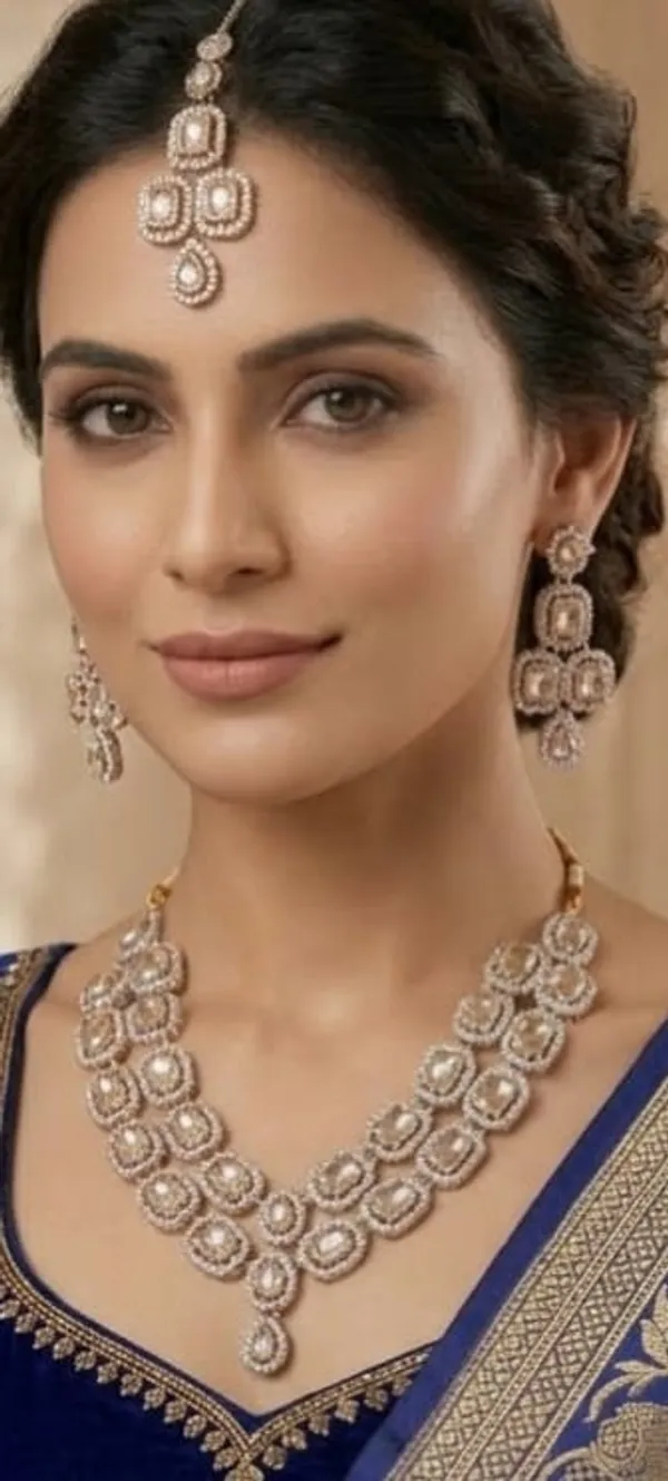 Silver_Crystal_Necklace_And_Earrings_Jewellery_Set_With_Silver-Plated_Finish_And_Ruby_Accented_Double_Layer_Design_|_Traditional_Indian_Style_Bridal_Jewellery_For_Women