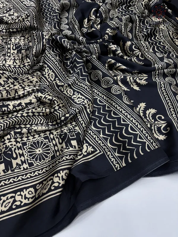 Premium_Black_Modal_Silk_Warli_Print_Saree_with_Elephant_&_Floral_Motifs