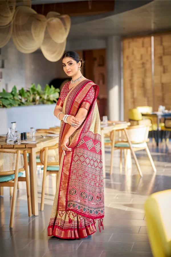Red_Ajrakh_Printed_Soft_Modal_Silk_Natural_Print_Saree