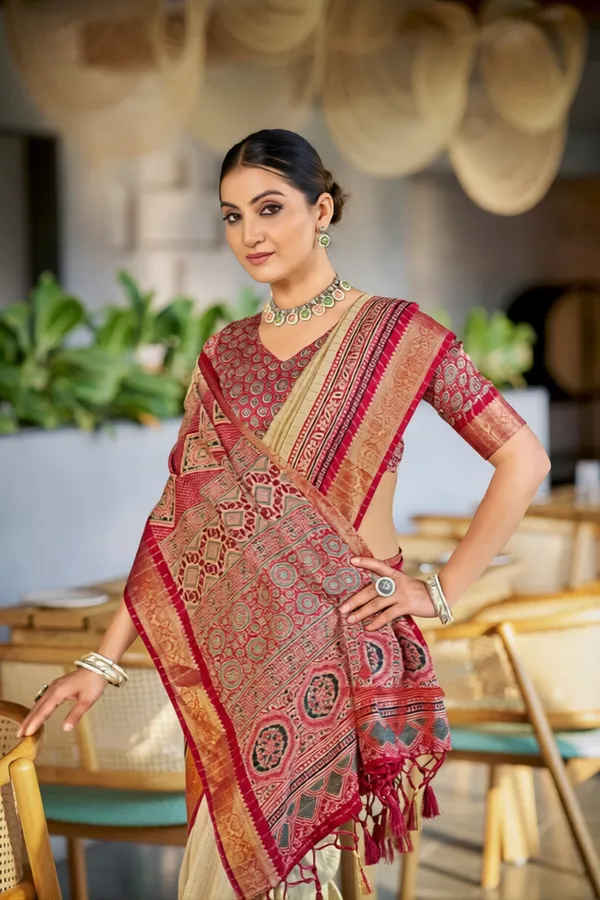 Red_Ajrakh_Printed_Soft_Modal_Silk_Natural_Print_Saree