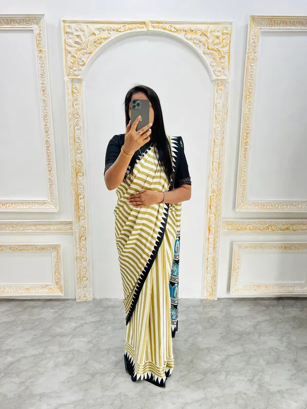 Ajrakh_Printed_Modal_Silk_Plain_Saree_With_Ajrakh_Blouse