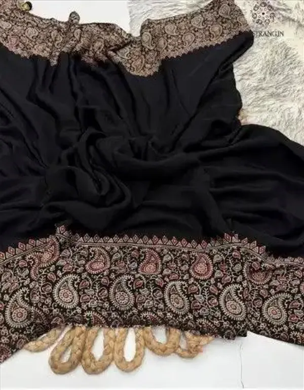 Black_Satin_Silk_Saree_for_Women_|_Ajrakh_Floral_Printed_Saree_with_Tassel_Pallu_|_Festive_&_Party_Wear_Saree