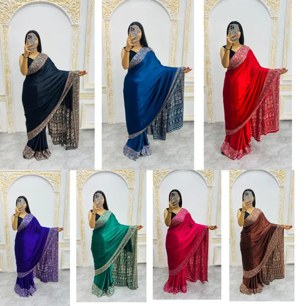 Ajrakh_Printed_Modal_Silk_Plain_Saree_With_Ajrakh_Blouse