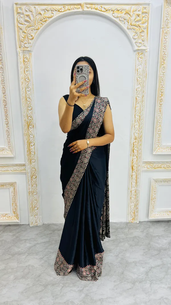 Ajrakh_Printed_Modal_Silk_Plain_Saree_With_Ajrakh_Blouse