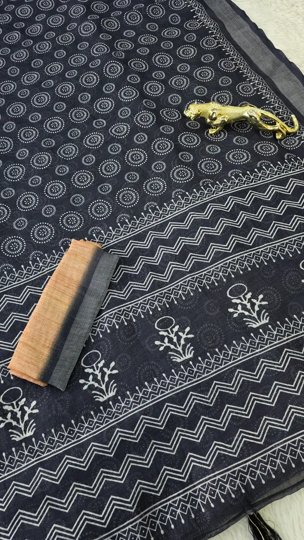 Black_Linen_Printed_Saree_with_Traditional_Saree_for_Women