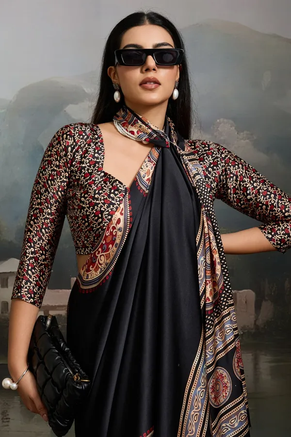 Black_Modal_Ajrakh_Printed_Silk_Saree