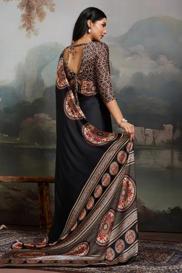 Black_Modal_Ajrakh_Printed_Silk_Saree