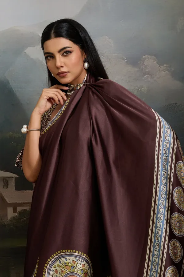 Brown_Modal_Ajrakh_Printed_Silk_Saree_New_Ajrakh_Saree