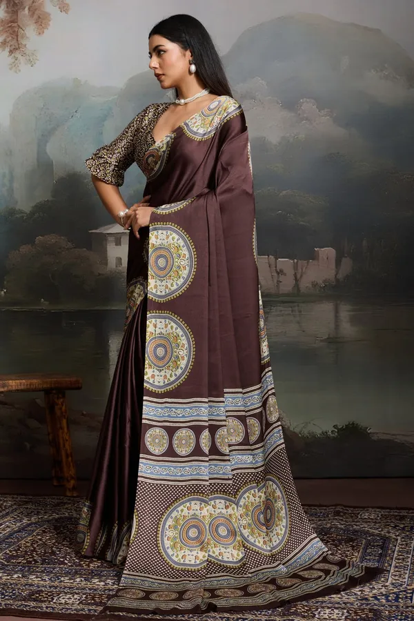 Brown_Modal_Ajrakh_Printed_Silk_Saree_New_Ajrakh_Saree