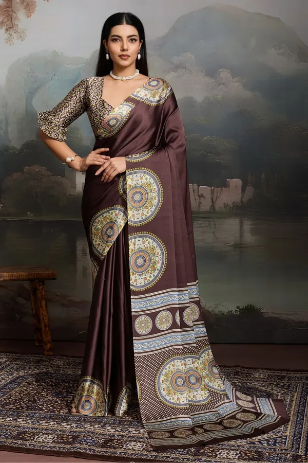 Brown_Modal_Ajrakh_Printed_Silk_Saree_New_Ajrakh_Saree