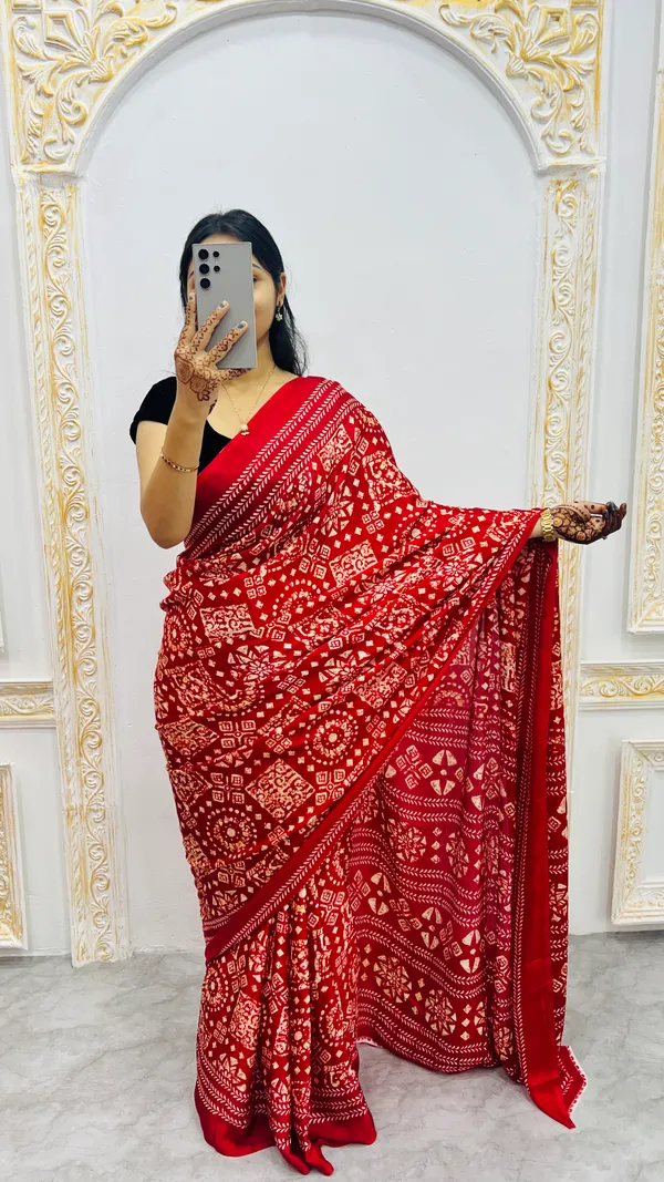 Premium_Ajrakh_Model_Silk_Saree_For_Women_New_Ajrakh_Saree
Women