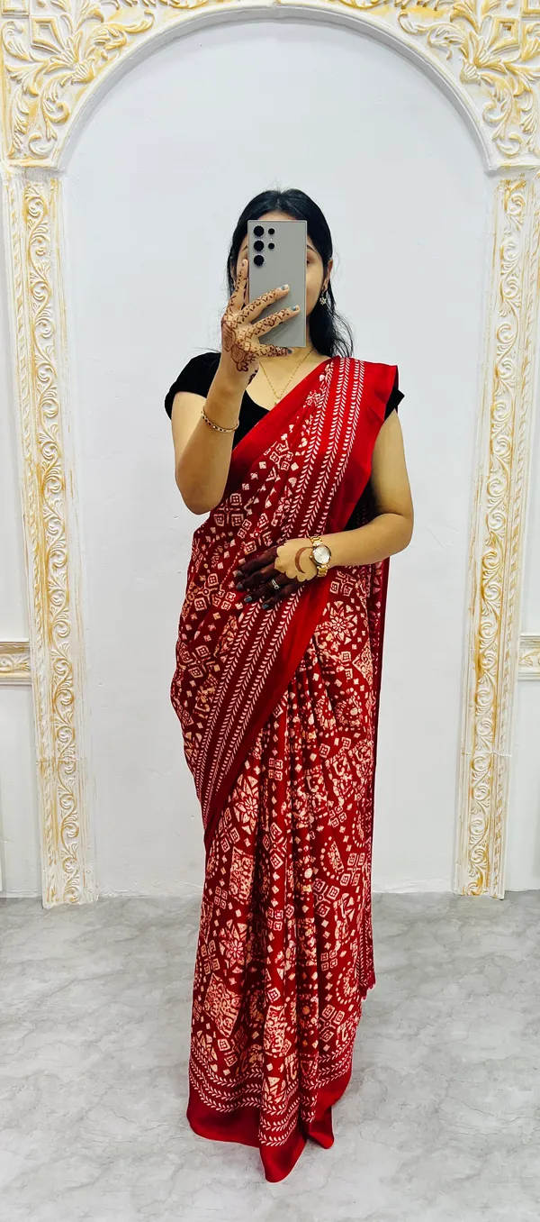 Premium_Ajrakh_Model_Silk_Saree_For_Women_New_Ajrakh_Saree
Women