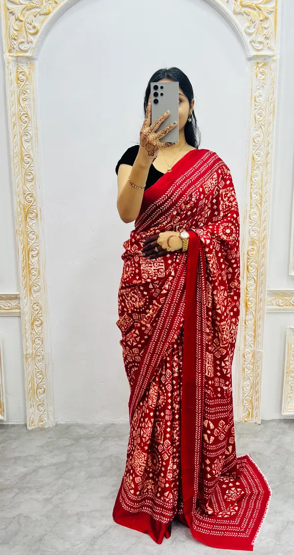 Premium_Ajrakh_Model_Silk_Saree_For_Women_New_Ajrakh_Saree
Women