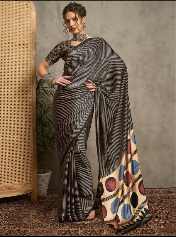 Black_Striped_Digital_Print_Saree_with_Abstract_Pallu_Premium_Designer_Wear