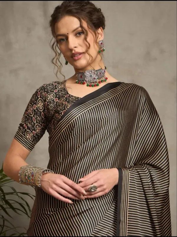 Black_Striped_Digital_Print_Saree_with_Abstract_Pallu_Premium_Designer_Wear