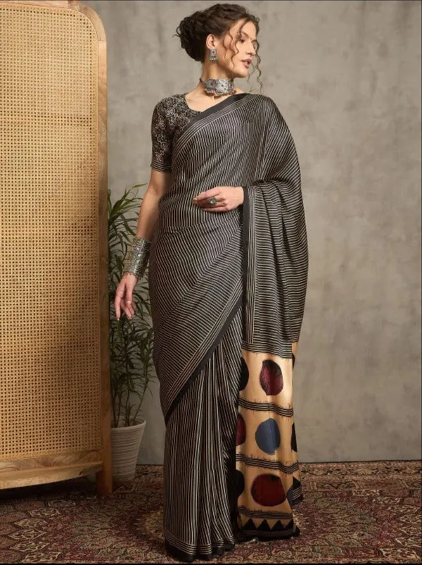 Black_Striped_Digital_Print_Saree_with_Abstract_Pallu_Premium_Designer_Wear